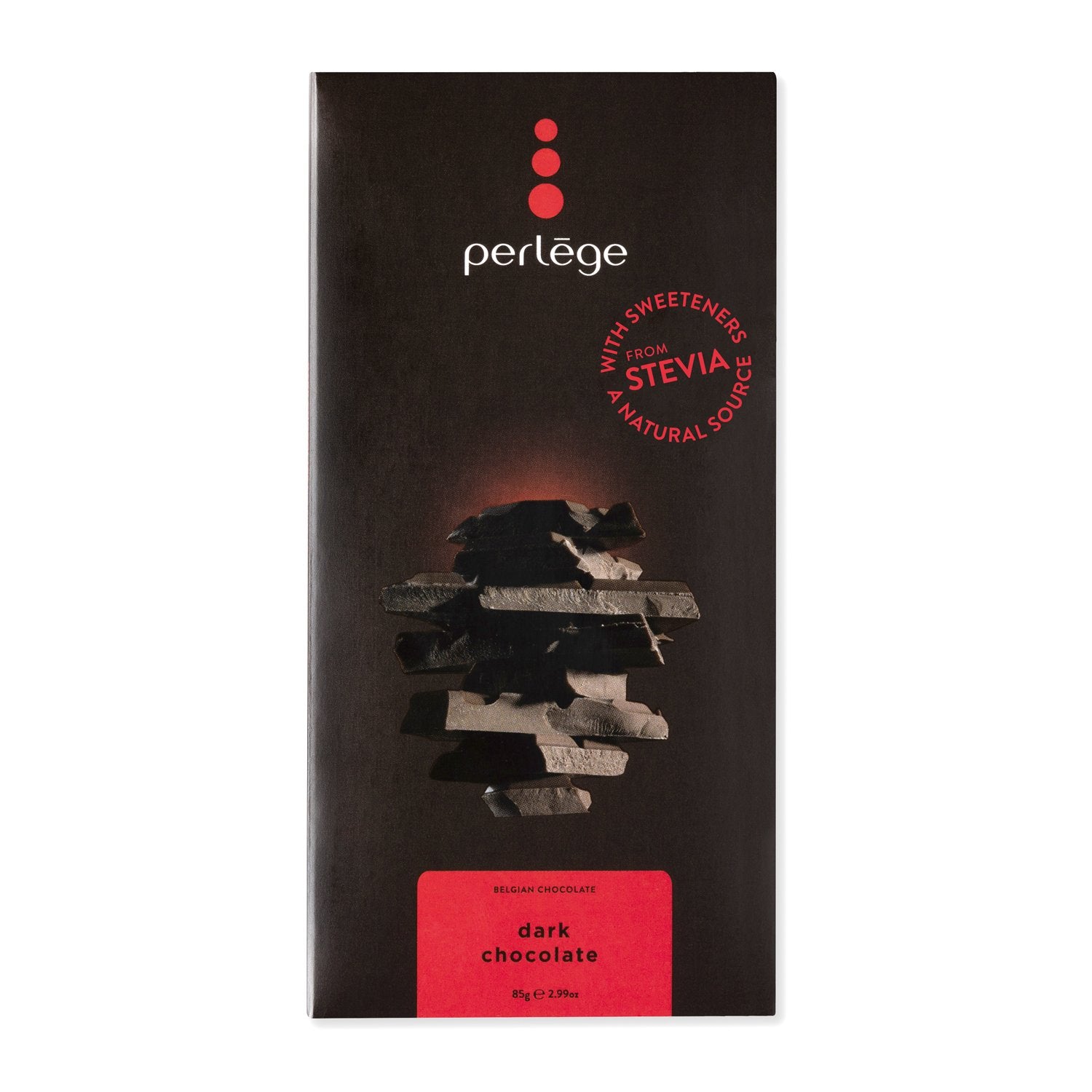 Perlege dark chocolate bar packaging with a white background