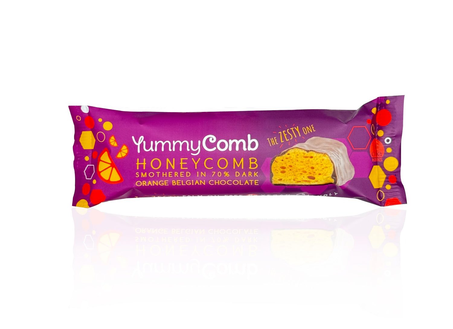 Yummy Comb honeycomb chocolate bar packaging on a white background