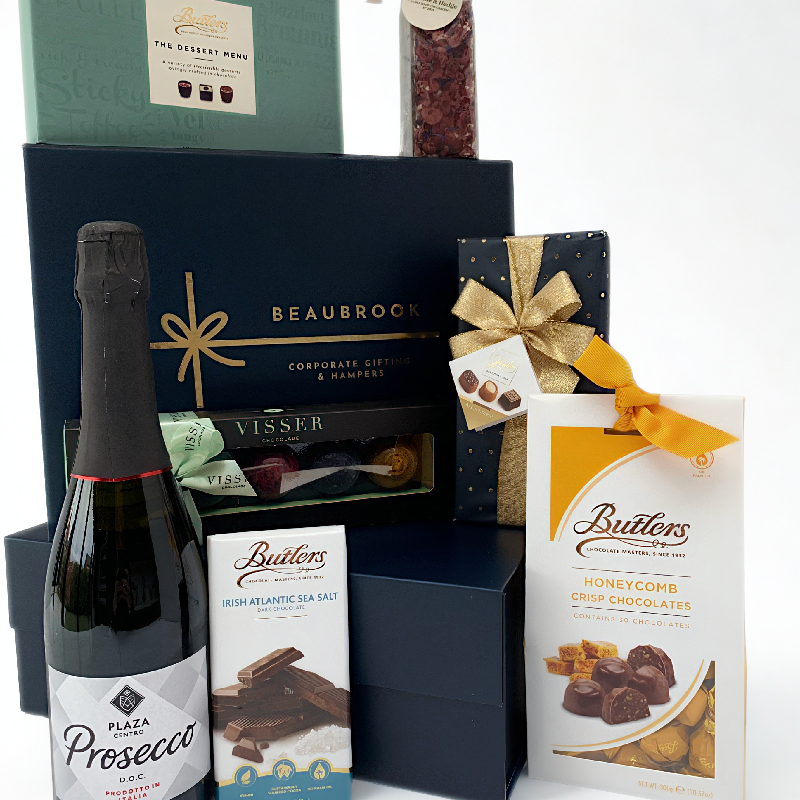 Luxury corporate hamper from Willowsbrook with festive packaging