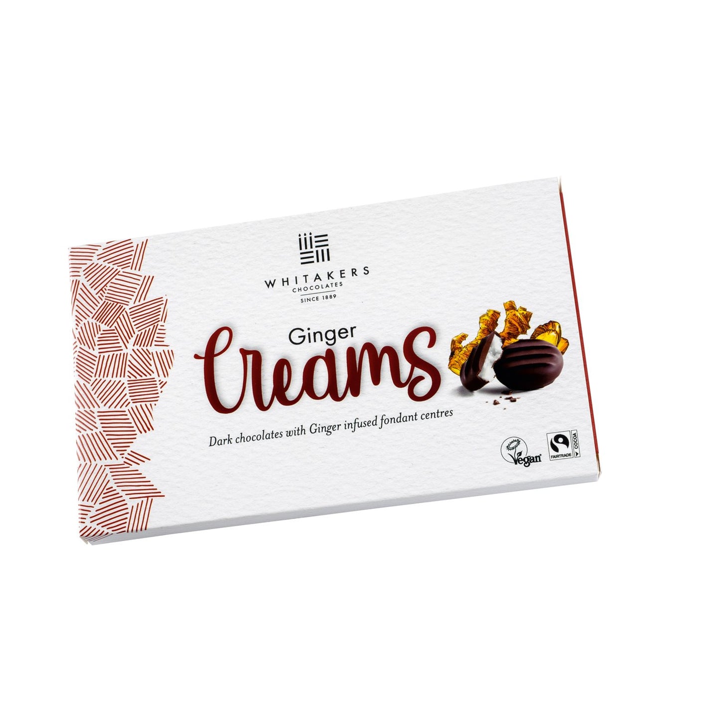 Whitaker's Ginger Creams chocolate packaging on a white background