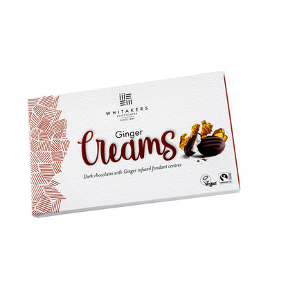 Whitaker's Ginger Creams chocolate packaging on a white background